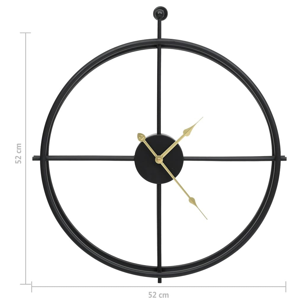 Wandklok 52 cm ijzer zwart