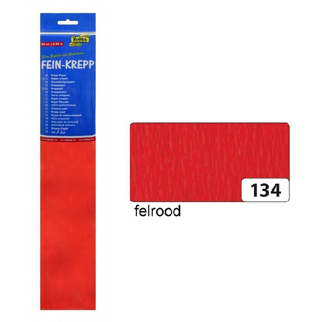 Folia FO-822134 Crepepapier 50cmx2,5m Krimp à 10 Vouw Rood