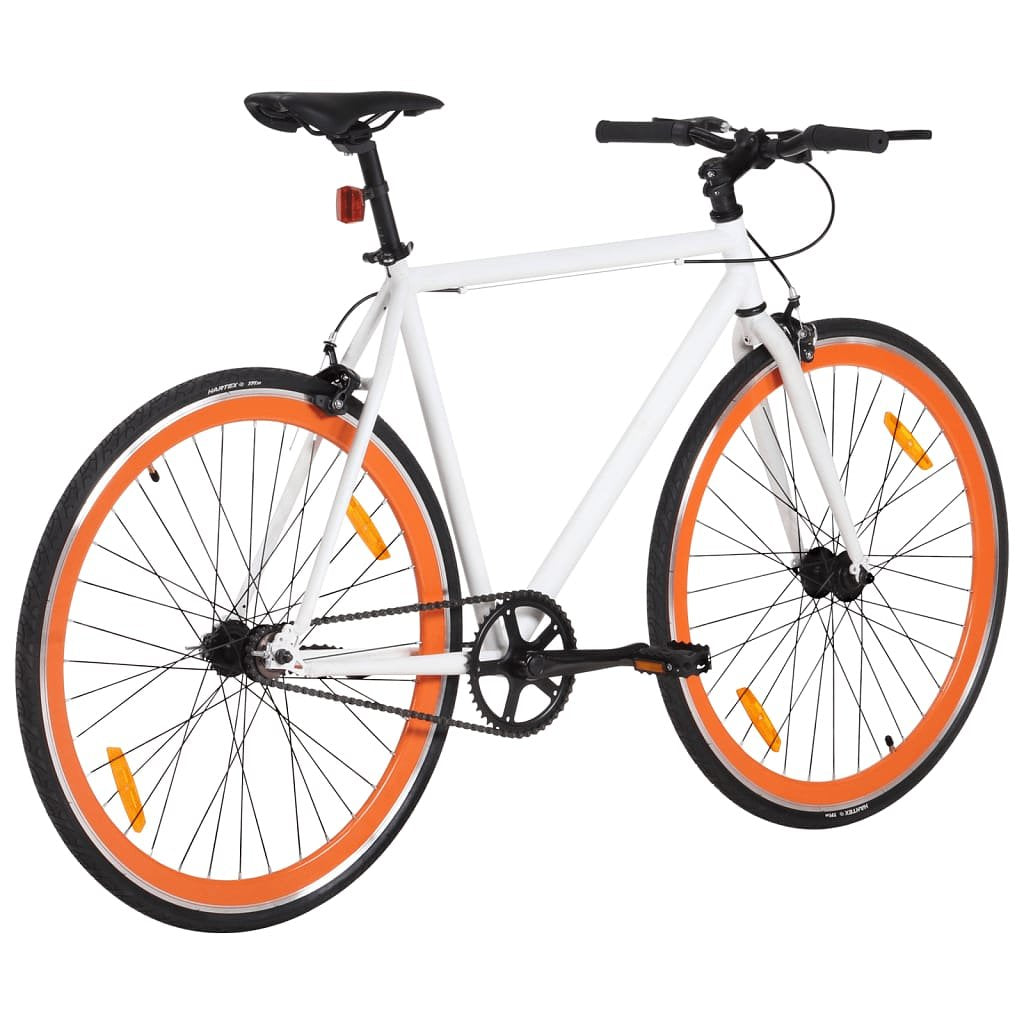 Fiets met vaste versnelling 700 c 59 cm wit en oranje