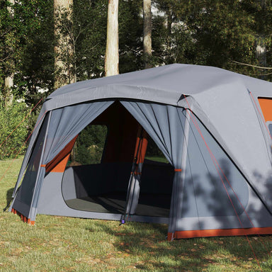 Tent 10-persoons 443x437x229 cm grijs en oranje
