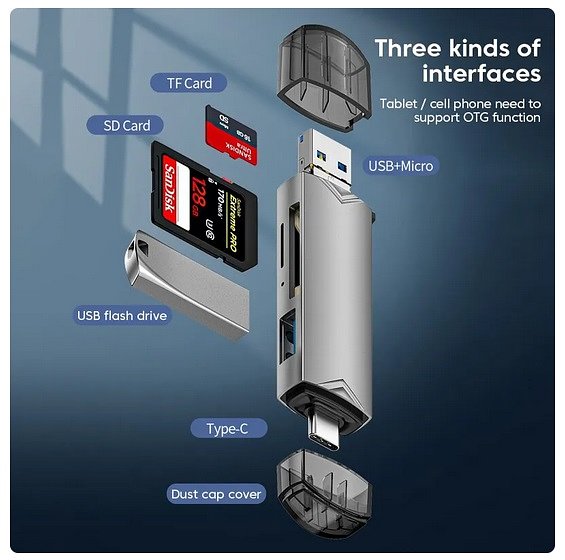 Multifunctionele Usb 3.0 Kaartlezer U Schijf Type C/Micro Usb/Tf/Sd Flitsaandrijving Geheugenkaar...