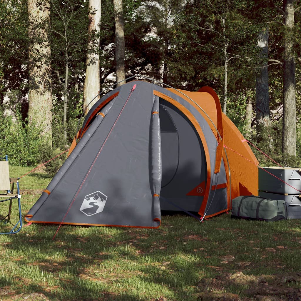 Tent 2-persoons 320x140x120 cm 185T taft grijs en oranje