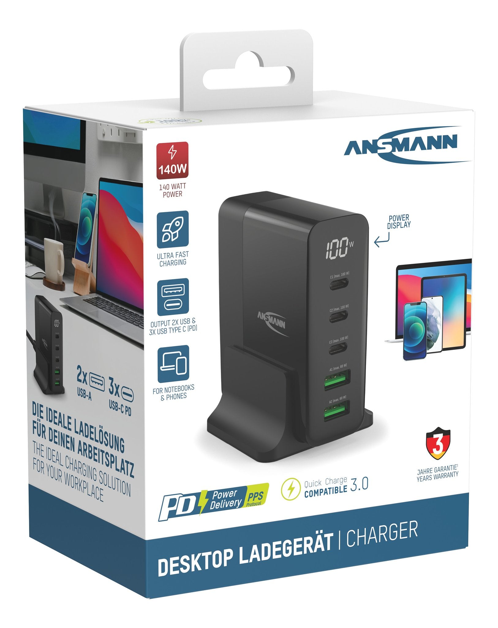 Ansmann USB-lader Desktop 140W - DC5140PD