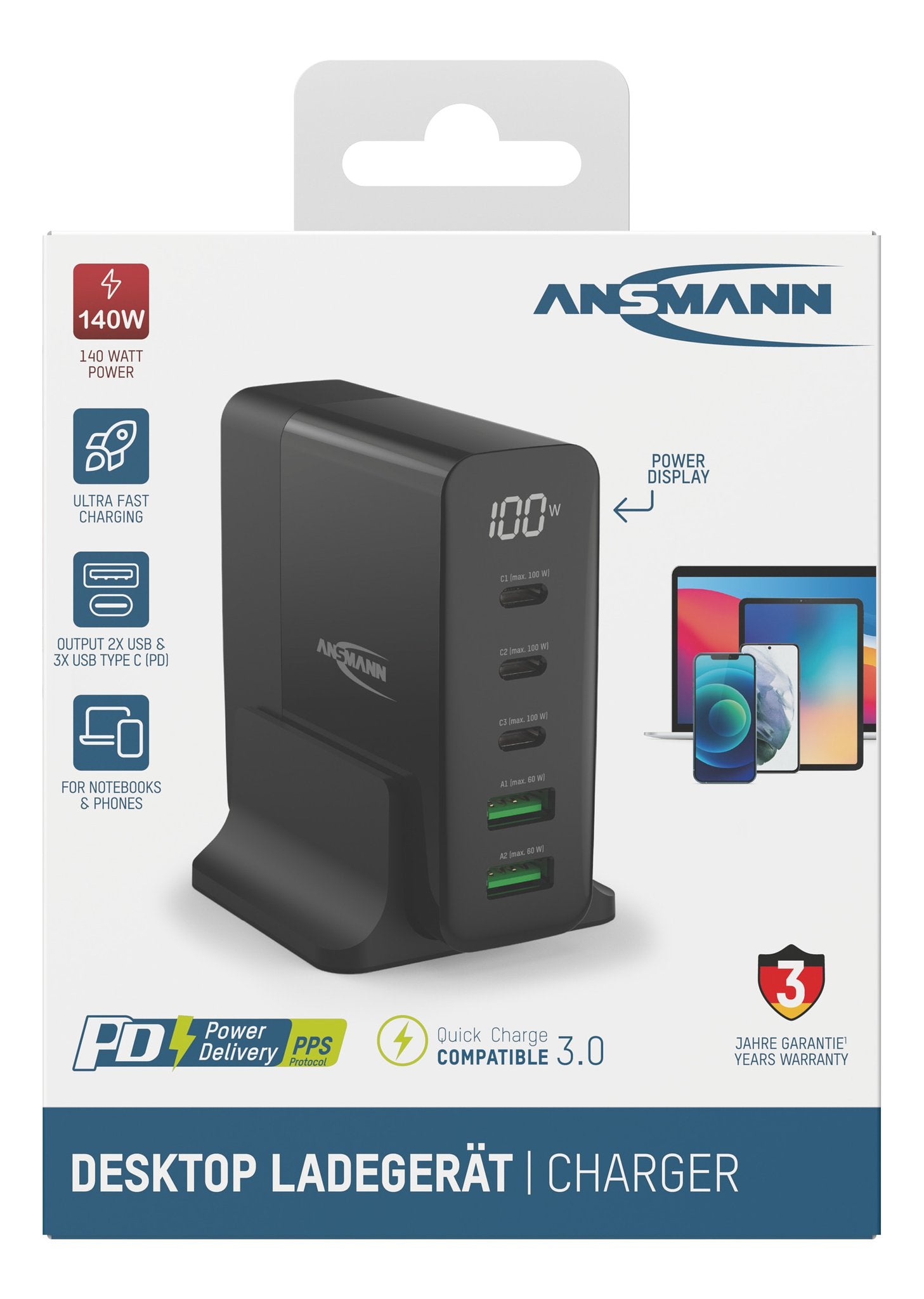 Ansmann USB-lader Desktop 140W - DC5140PD