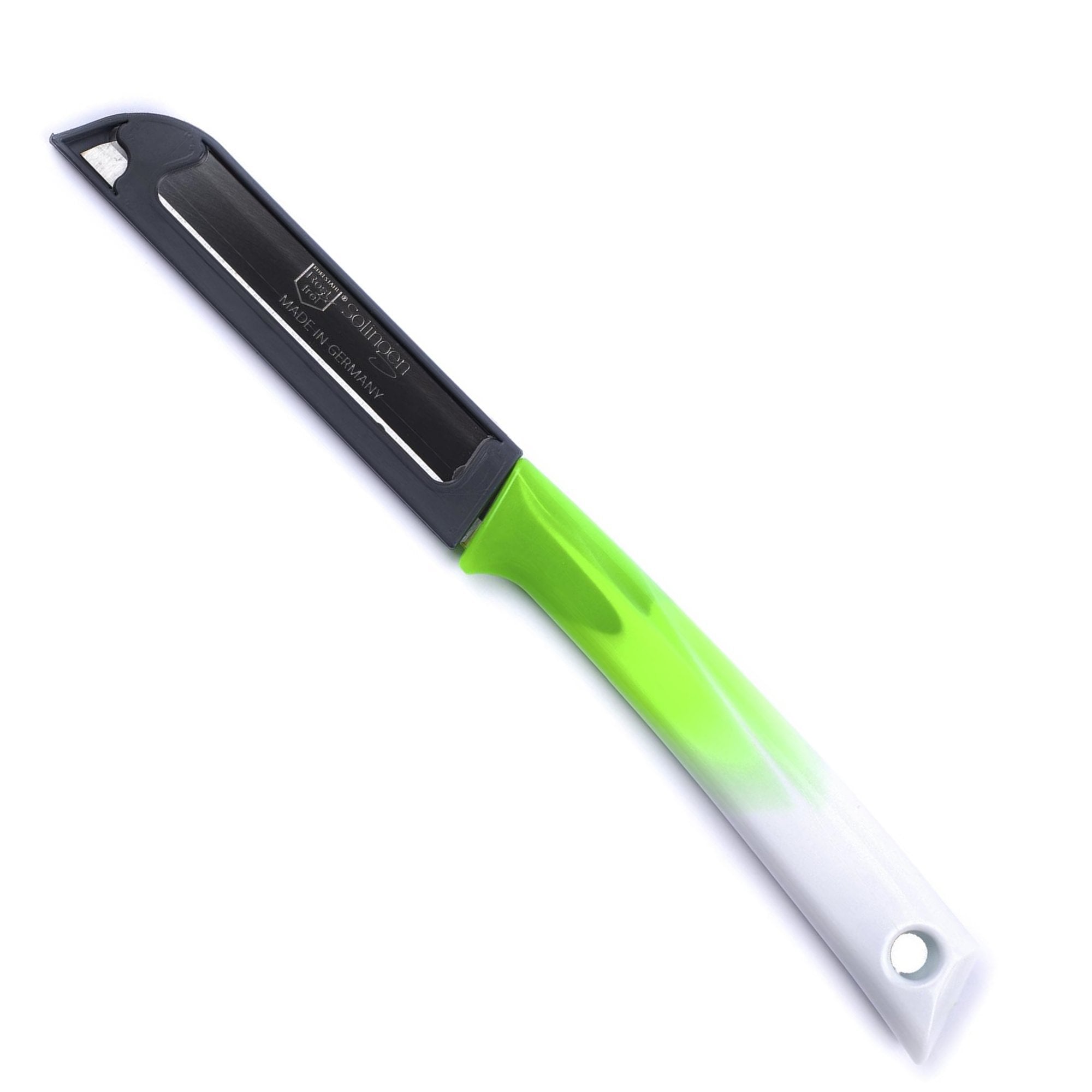 Solingen Schilmesje - RVS Glad - 19 cm met "Blade Cover" - Bi-Color Groen met Wit - 10 stuks