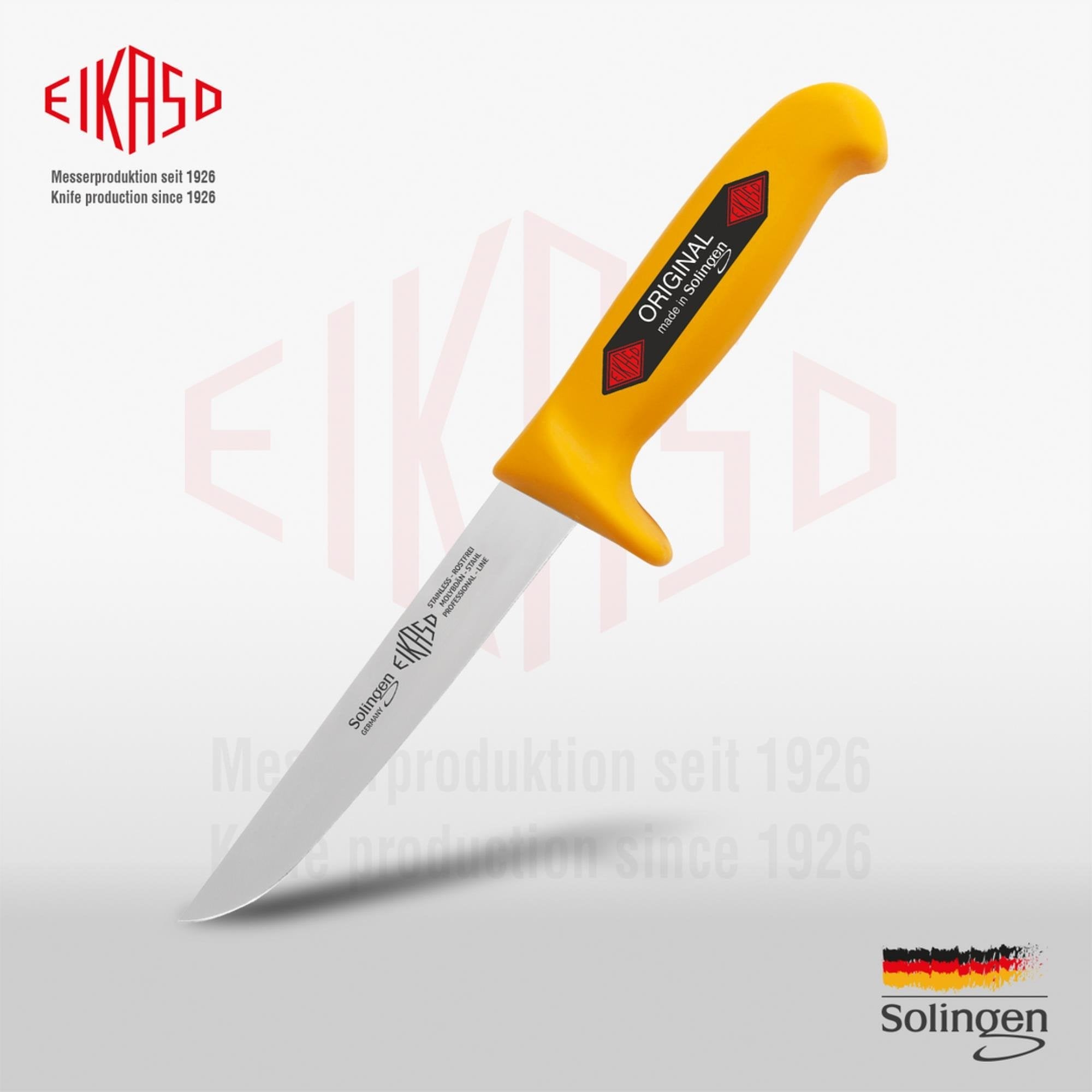 Eikaso Solingen Uitbeenmes 16 cm - Stijf Lemmet met Veiligheidsheft - Ideaal voor Precisie Snijwerk