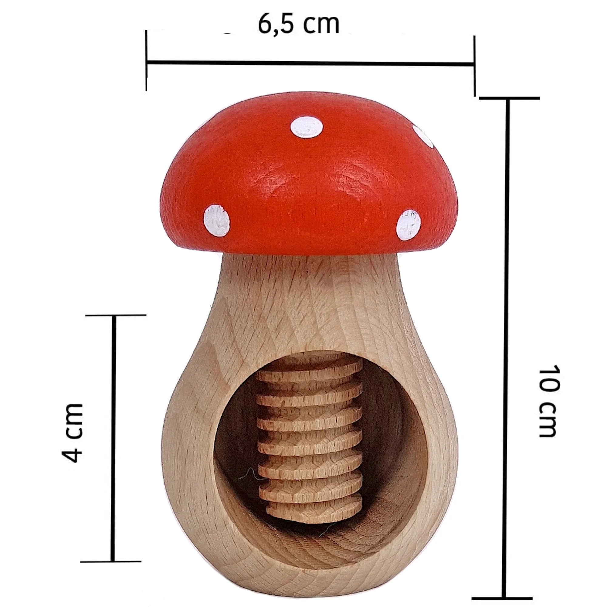 Glowel Paddenstoel Notenkraker - Eenvoudig en Leuk Noten Kraken - Rood met Witte Stippen