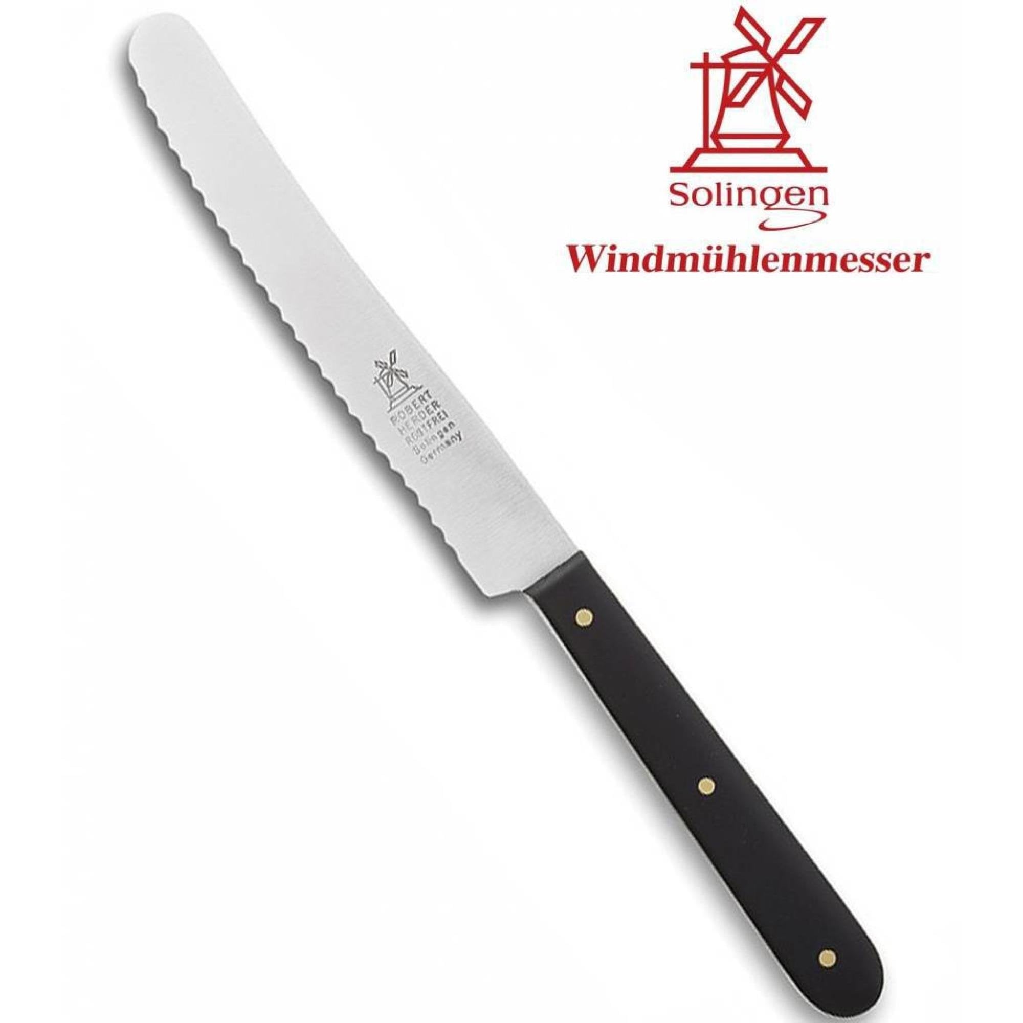 Robert Herder Ontbijtmes / Tafelmes met Kartel - RVS - Lemmet 12 cm - Heft POM Zwart - 6 Stuks