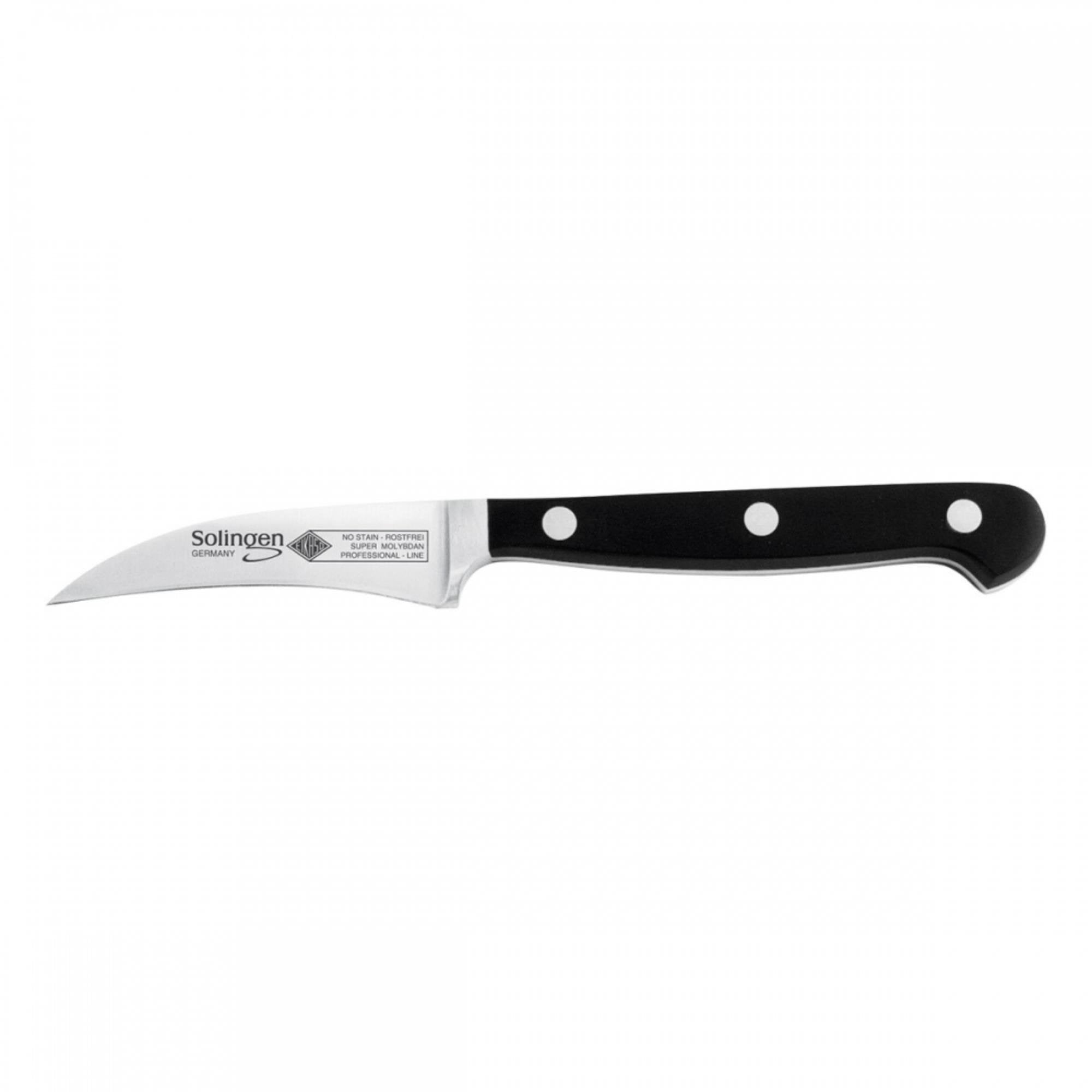 Eikaso Solingen Tourneermes met Krom Lemmet 7 cm - Ergonomisch Gastro Heft - Zwart