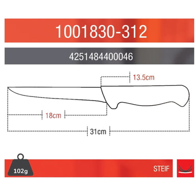 Eikaso Solingen Uitbeenmes 18 cm - Stijf RVS Lemmet - Ergonomisch Geel Heft