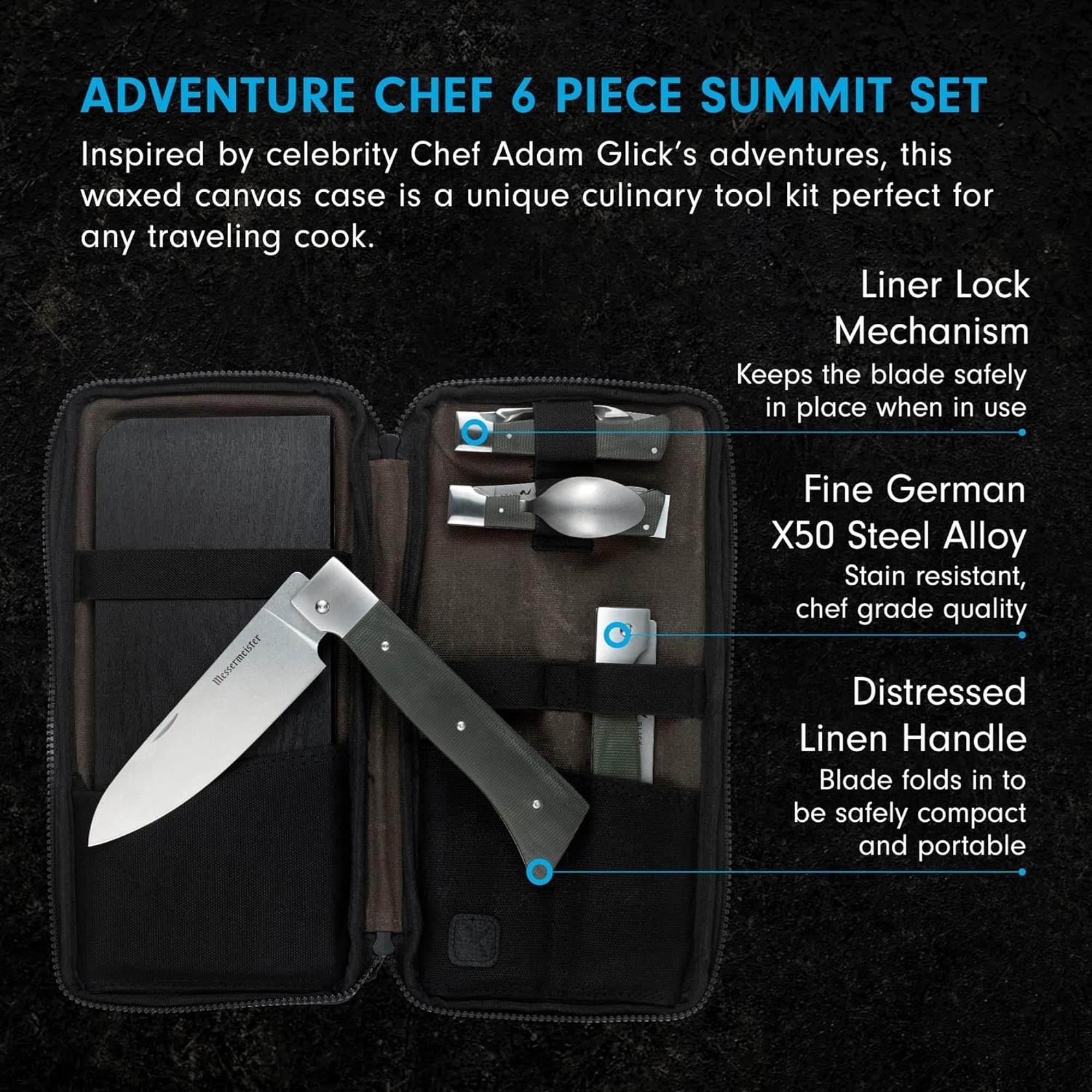 Messermeister Adventure Chef - 6-Delige Outdoor Zakmesset - Compact & Veelzijdig - Ideaal voor A...