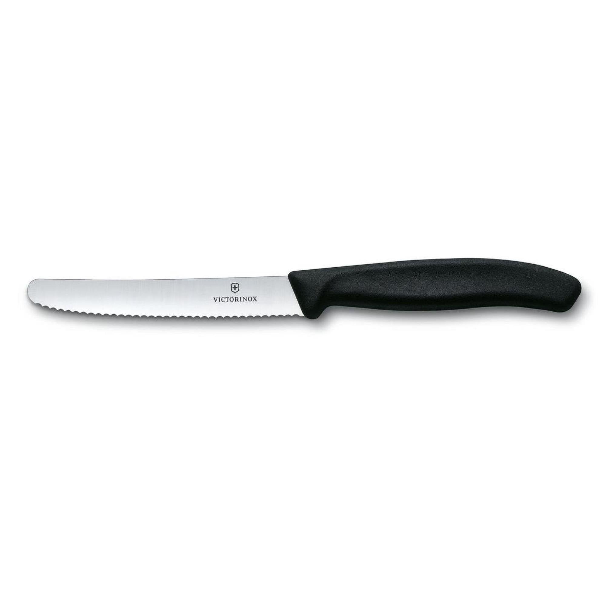 Victorinox Ontbijtmes / Tafelmes met Kartel - RVS - Lemmet 11 cm - Zwart - Krom Heft - 6 Stuks