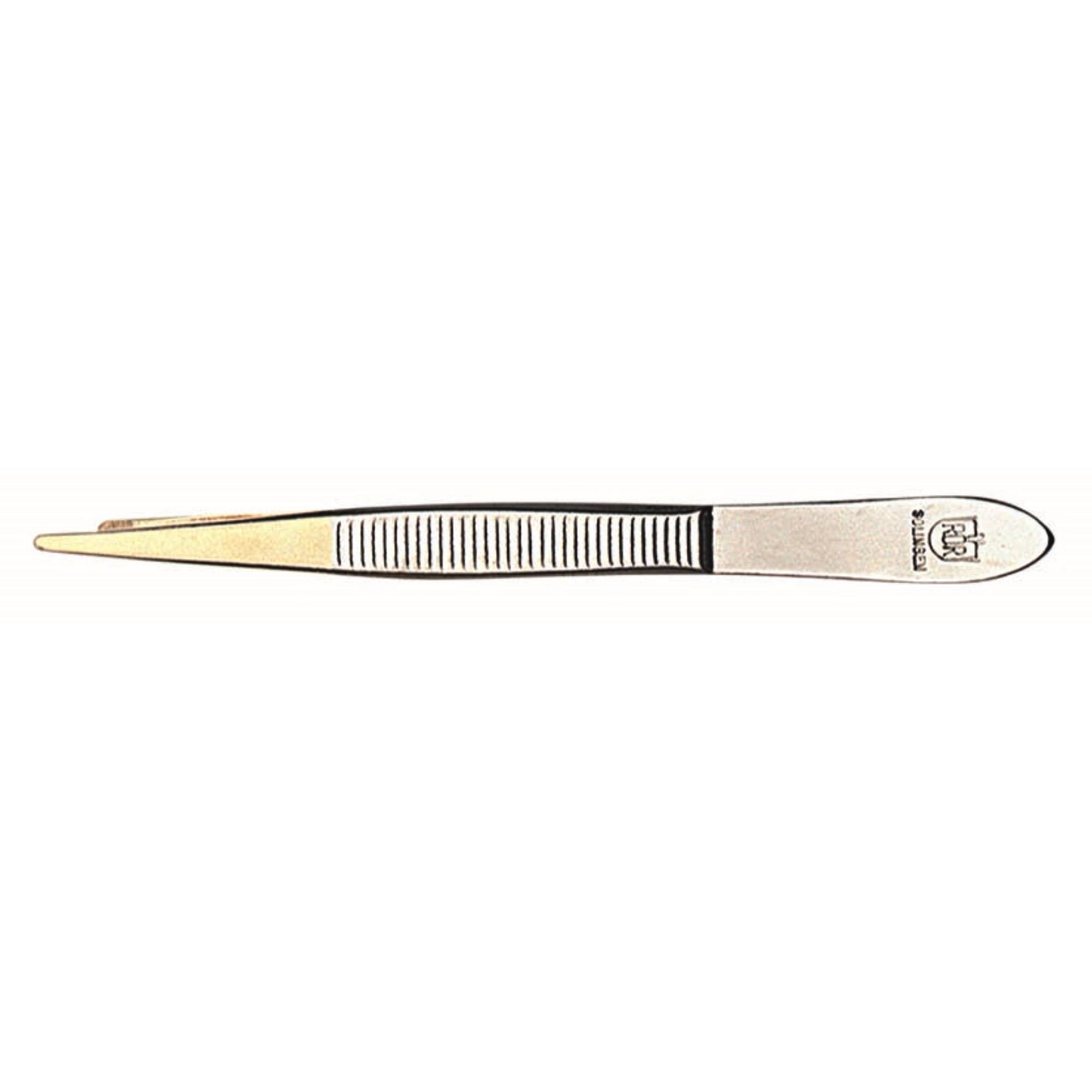 RÖR Solingen Epileer Tweezer / Pincet - 75 mm - Spits - RVS - Verguld