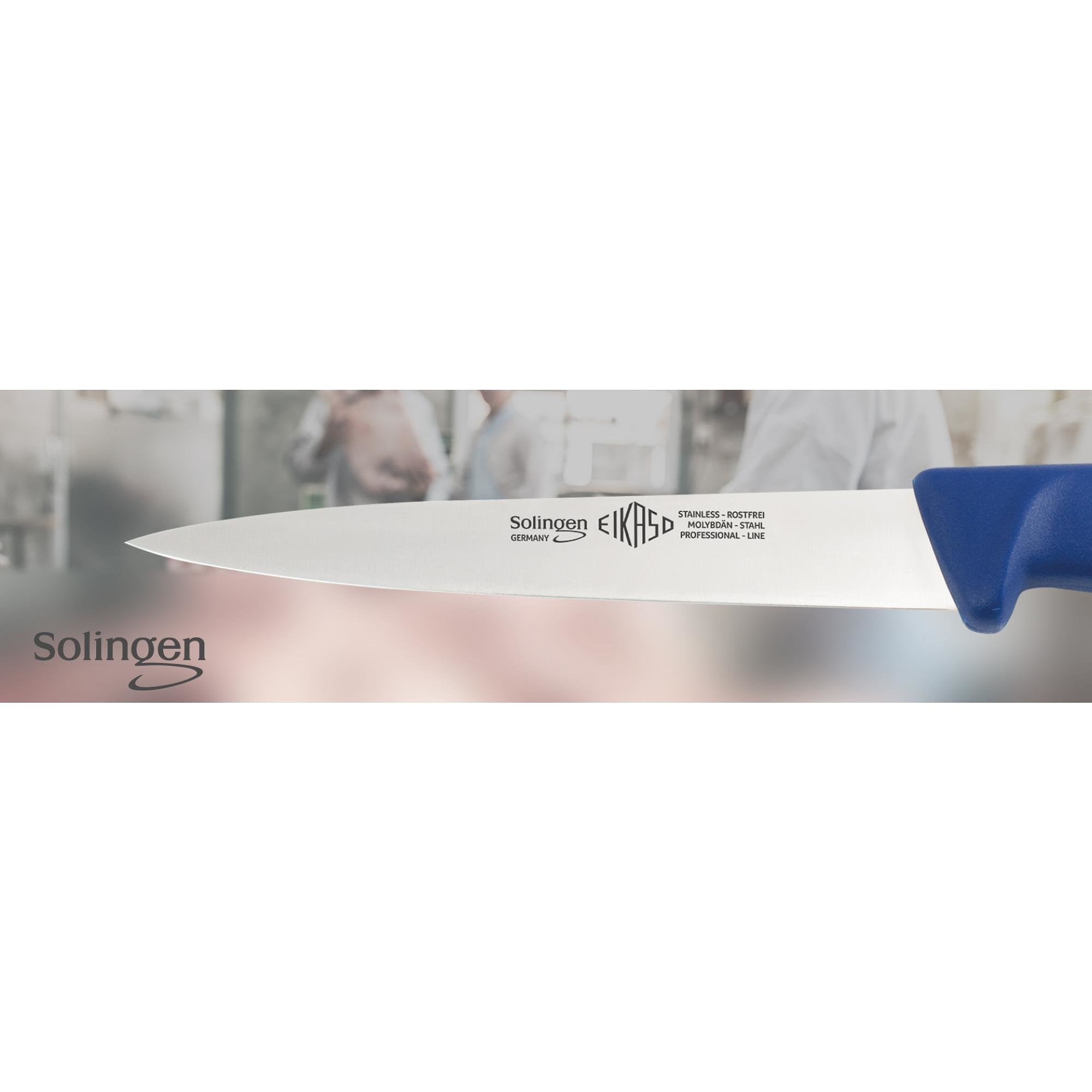 Eikaso Solingen Fileermes 18 cm - Middenspits en Flexibel - Ergonomisch Blauw Handvat