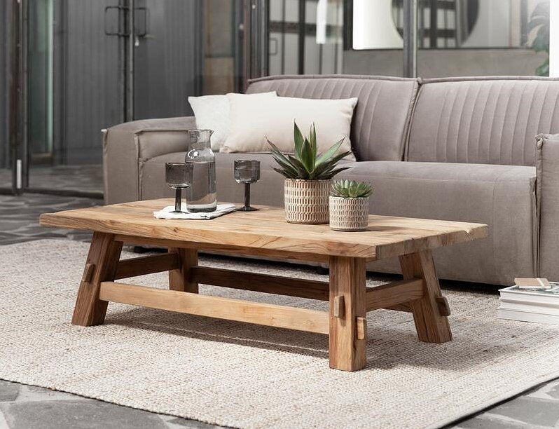 MUST Living Coffee table Tuscany rectangular,35x120x60 cm, rustic recycled teakwood, top 4 cm