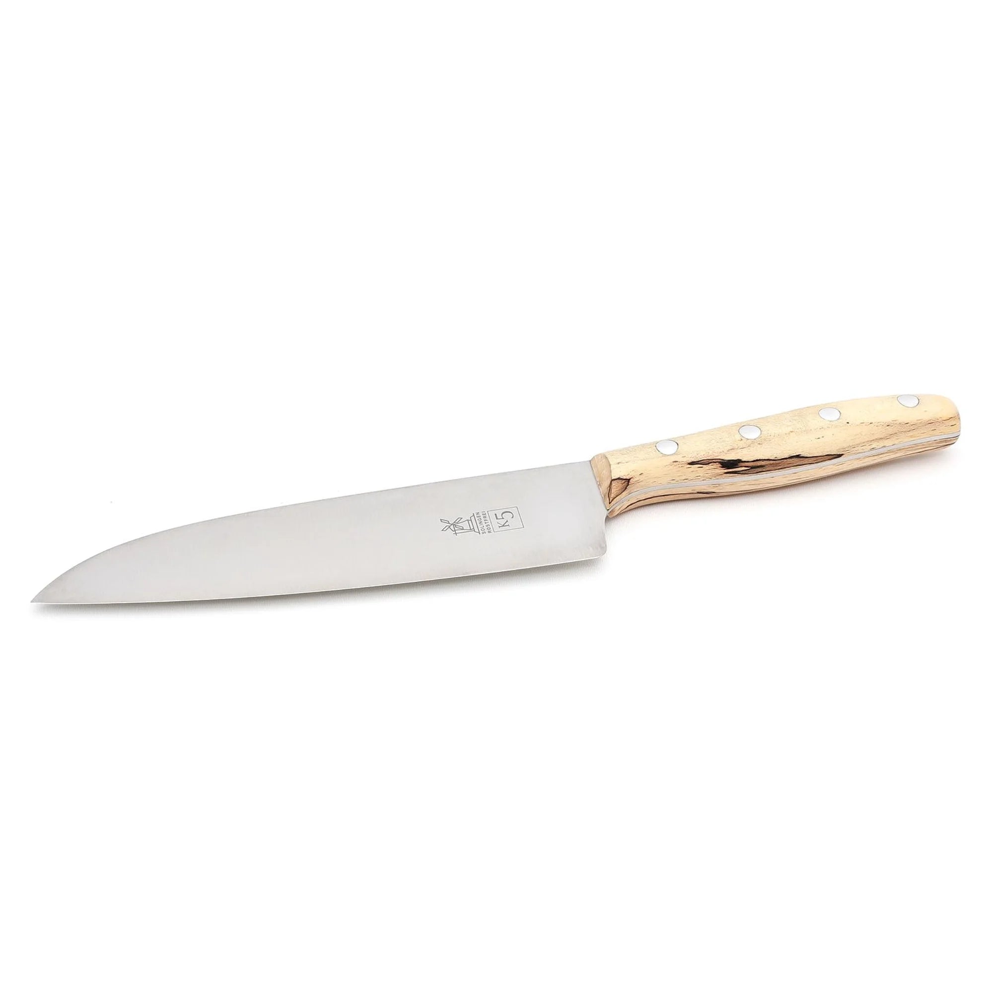 Robert Herder K5 Koksmes XL - RVS - Licht Gebogen - Lemmet 18 cm - Heft IJsbeukenhout