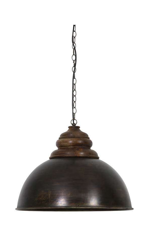 Light&living Hanglamp Ø52x40 cm LEIA zwart zink+kop hout bruin