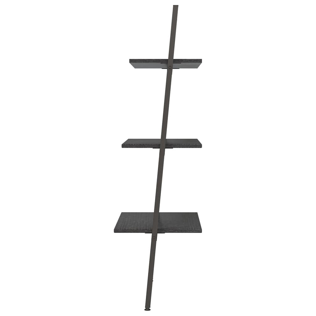 Ladderrek met 3 schappen 64x34x116 cm zwart