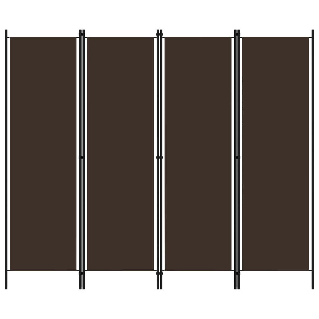 Kamerscherm met 4 panelen 200x180 cm bruin