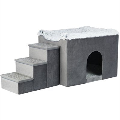 TRIXIE HONDENMAND HUIS HARVEY MET TRAP GRIJS / WIT 119X50X47 CM