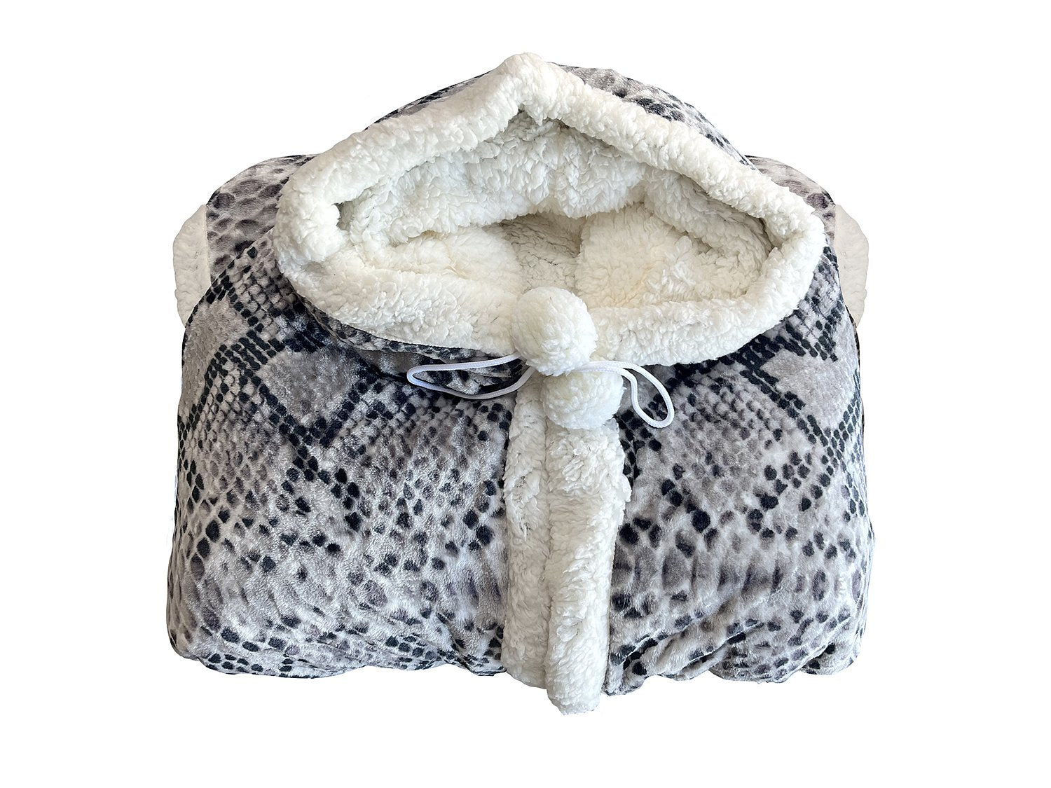 LINNICK Hoodie Flanel Fleece Deken Met Capuchon Snake - naturel - 130x180cm