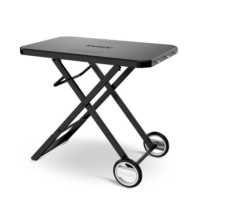 Cozze Cozze® foldable table with wheels, steel frame and plastic table, black, 940 x 615 x 835 mm