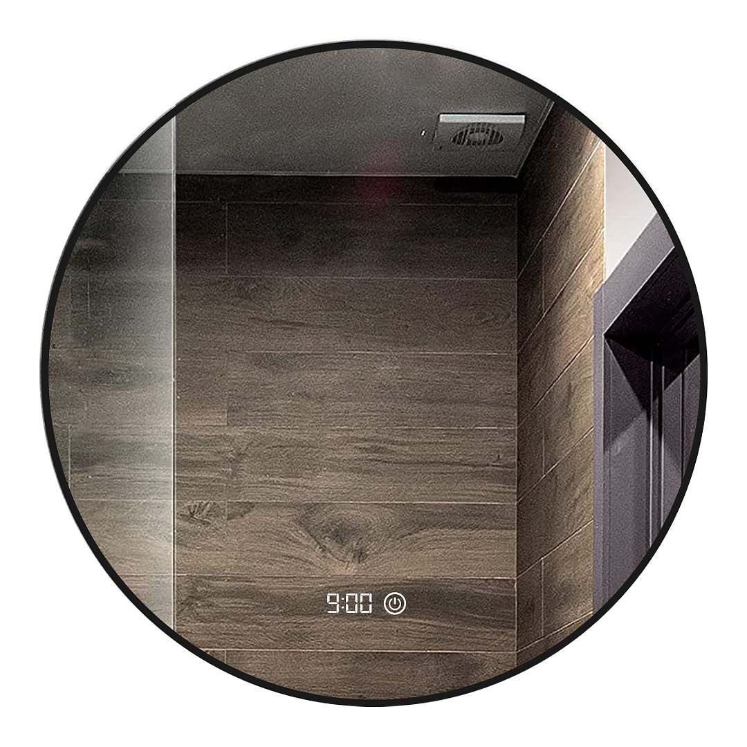 Mirlux Bathroom Mirror with LED Lighting - Round Wall Mirror - No condensation - Matte Black