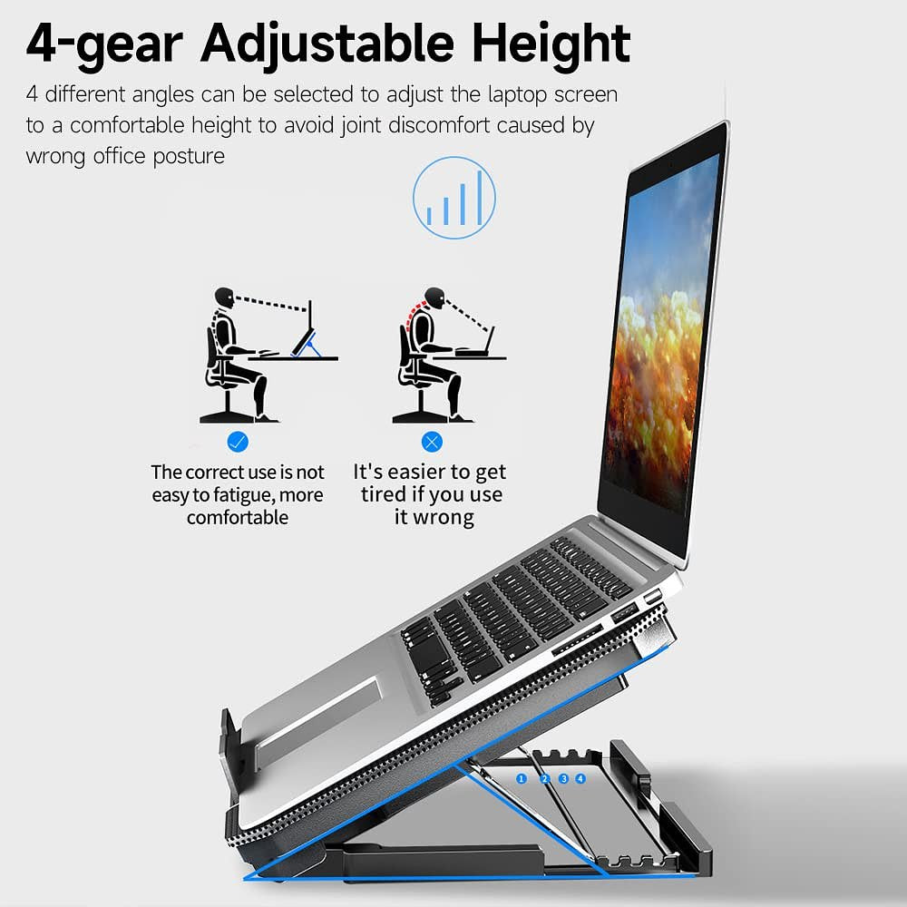 Verstelbare Laptop Koelstandaard - Geluidsarm met Dubbele Ventilator