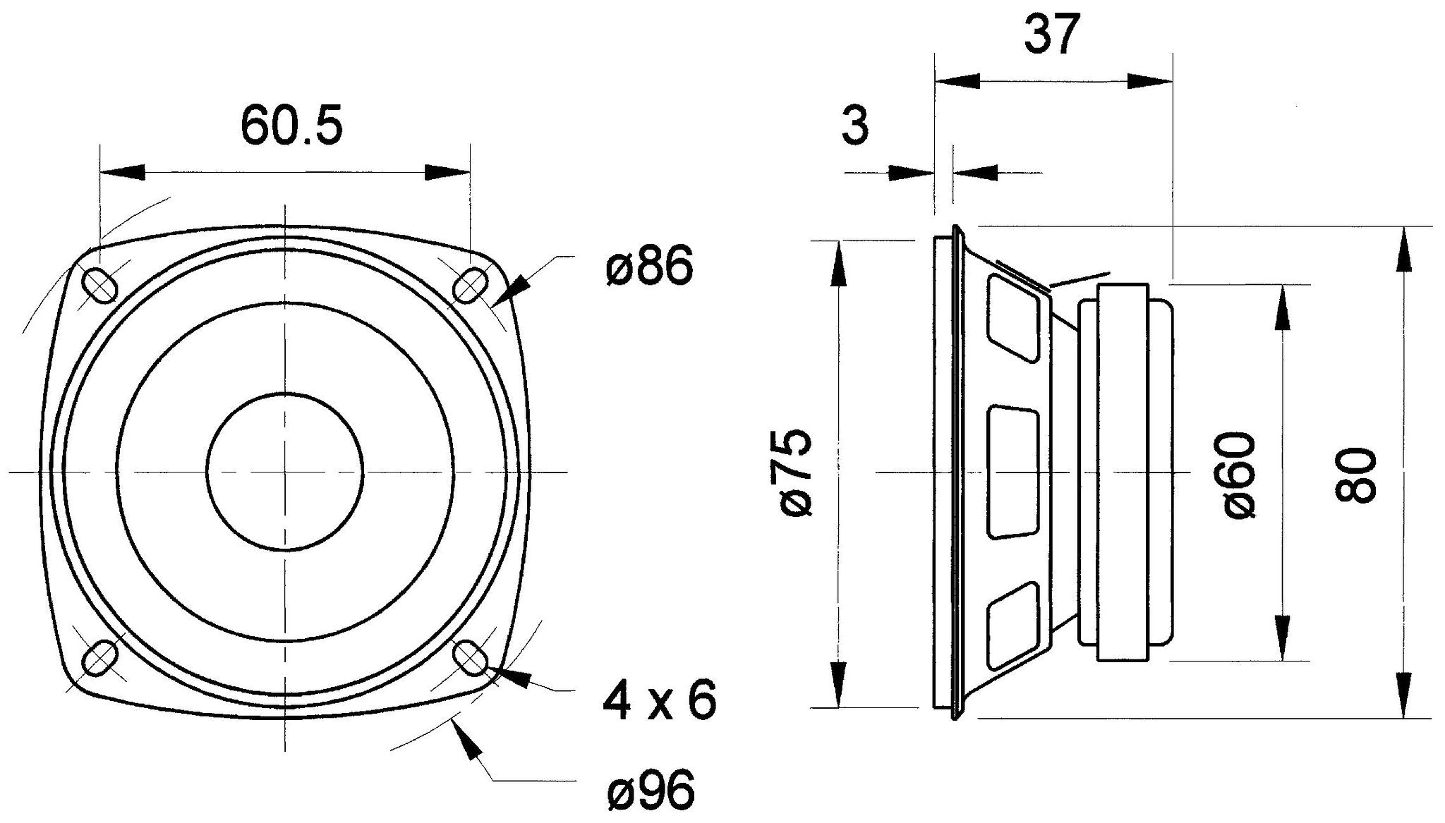 Visaton FR 8 - 4 Ohm - 8 cm (3,3") fullrange luidspreker