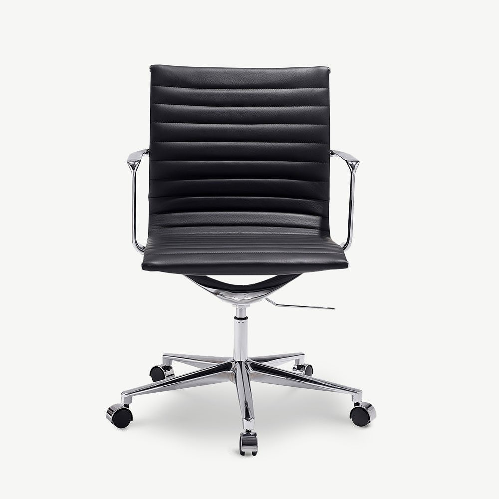 Walton Office Chair, Black Leather & Chrome