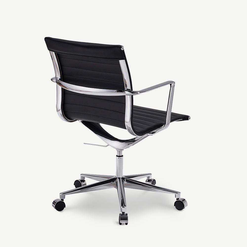 Walton Office Chair, Black Leather & Chrome