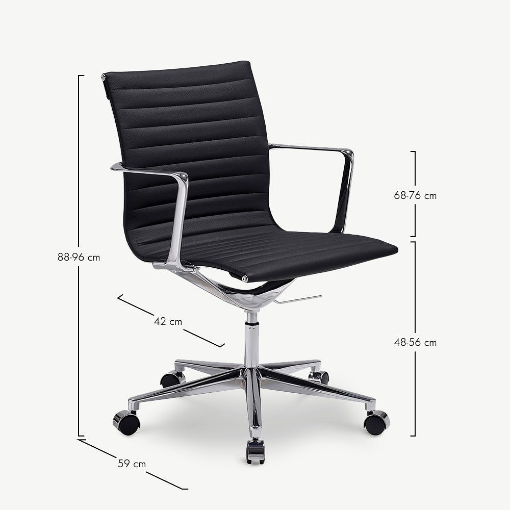 Walton Office Chair, Black PU-leather & Chrome