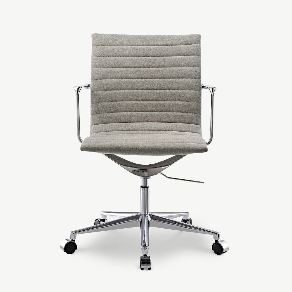 Walton Office Chair, Greige Fabric & Chrome