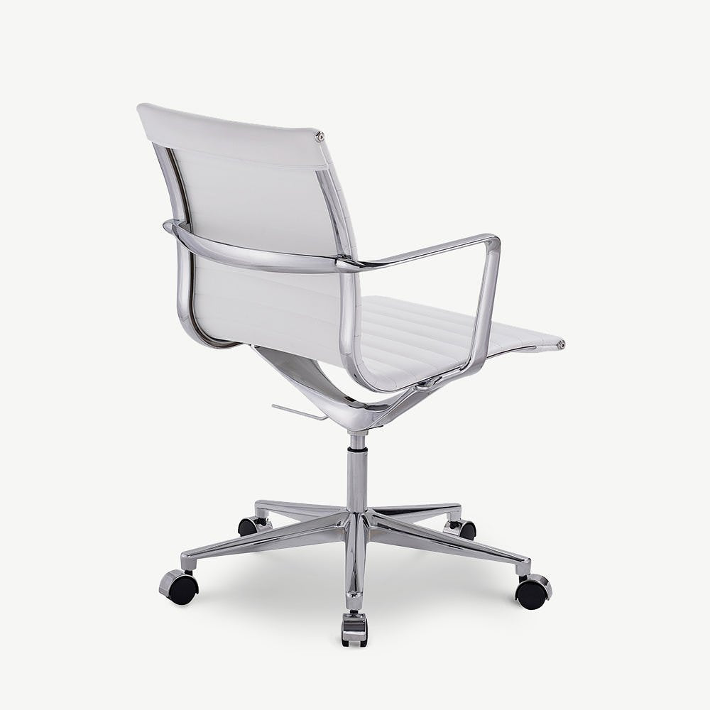 Walton Office Chair, White Leather & Chrome