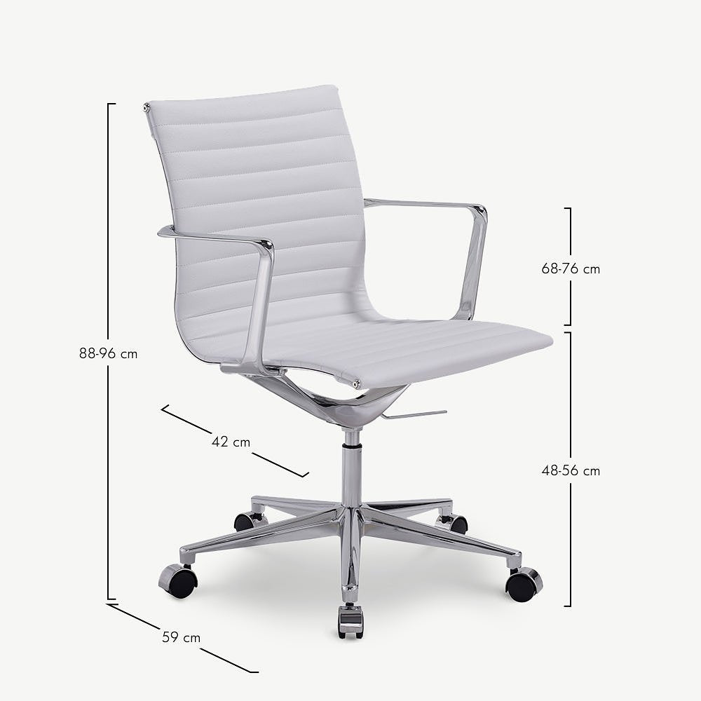 Walton Office Chair, White PU Leather