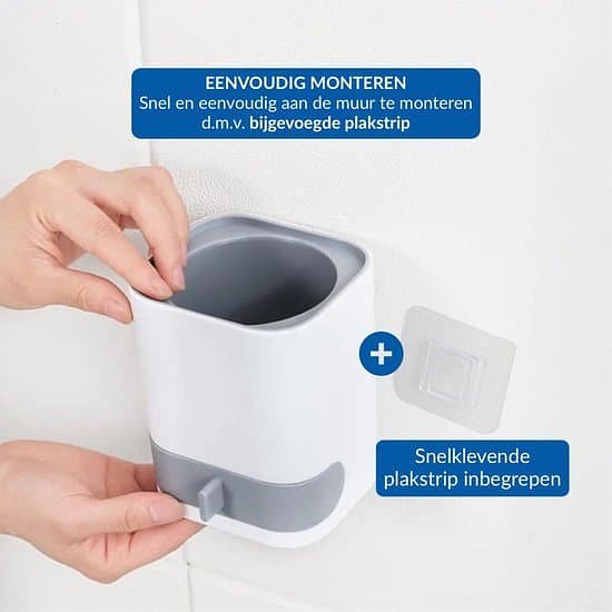 WC Borstel met Houder - Hygiënische Siliconen Toiletborstel Vrijstaand of Hangend - Wit