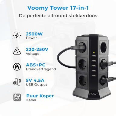 Voomy Tower Socket 5 USB-A & 12 EU