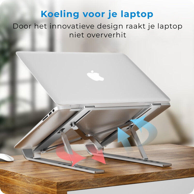 Voomy Office Laptop Standaard Verstelbaar - Ergonomisch - Aluminium Zwart