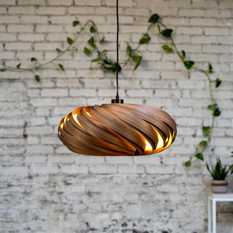 Gofurnit Hanging lamp 'Veneria' in walnut wood