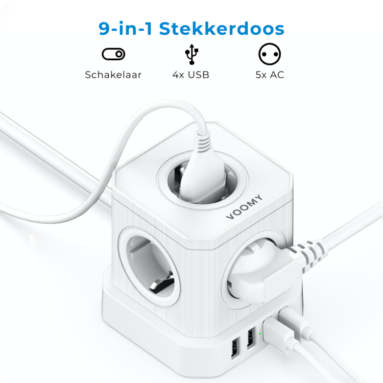 Cube Stekkerdoos 4 USB-A & 5 EU