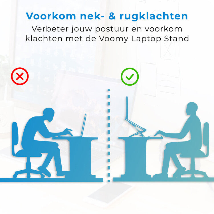 Voomy Office Laptop Standaard Verstelbaar - Ergonomisch - Aluminium Zilver