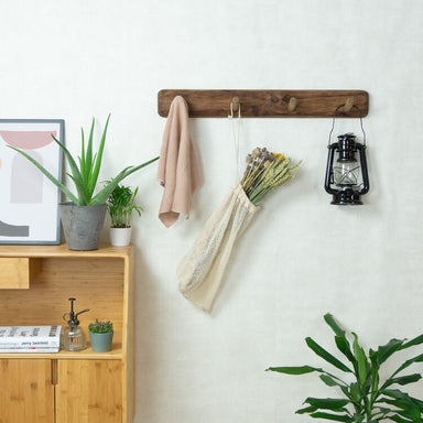 Furniteam Recycled Wood Wall Rack with 4 Hooks