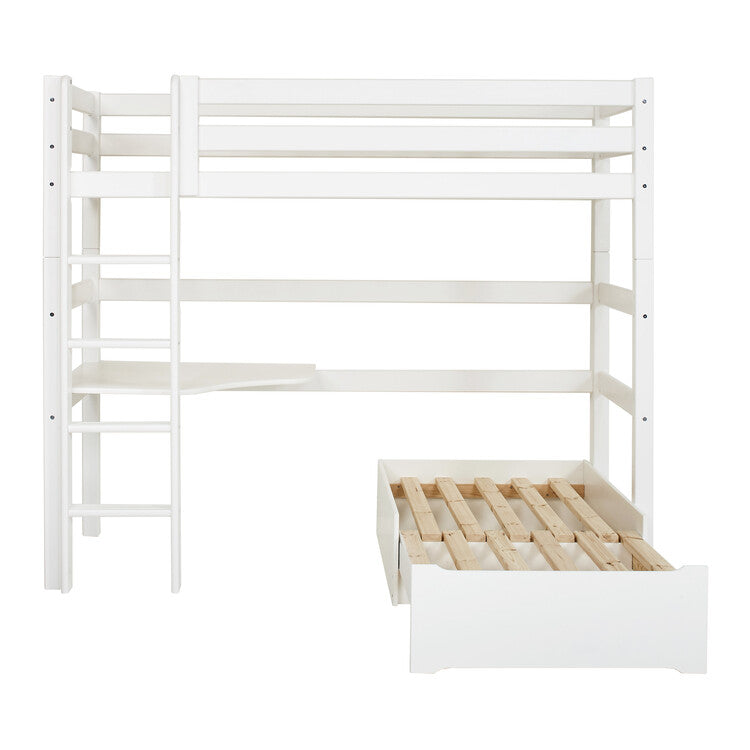 Hoppekids ECO Luxe MEGA bed 90x200 cm met lounge-module en bureau, wit.
