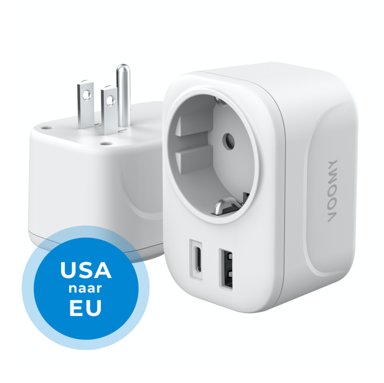 Voomy Travel plug America/USA - World plug Type A - USB-C & USB-A