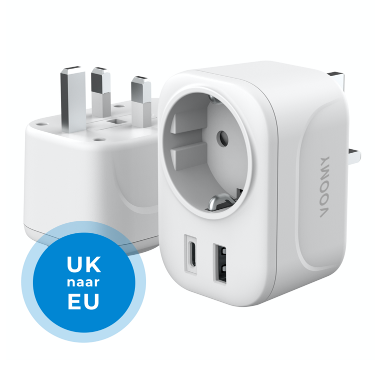 Voomy England/UK travel plug - World Type G plug - USB-C & USB-A