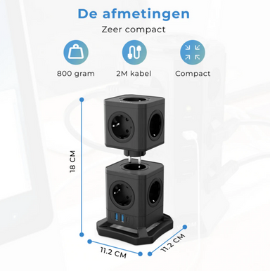 Voomy Multi Toren Stekkerdoos 1 USB-C & 2 USB-A