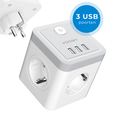 Cube Distribution plug 3 USB-A & 4 EU