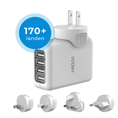 Voomy Travel Plug World - 4 USB Ports - White