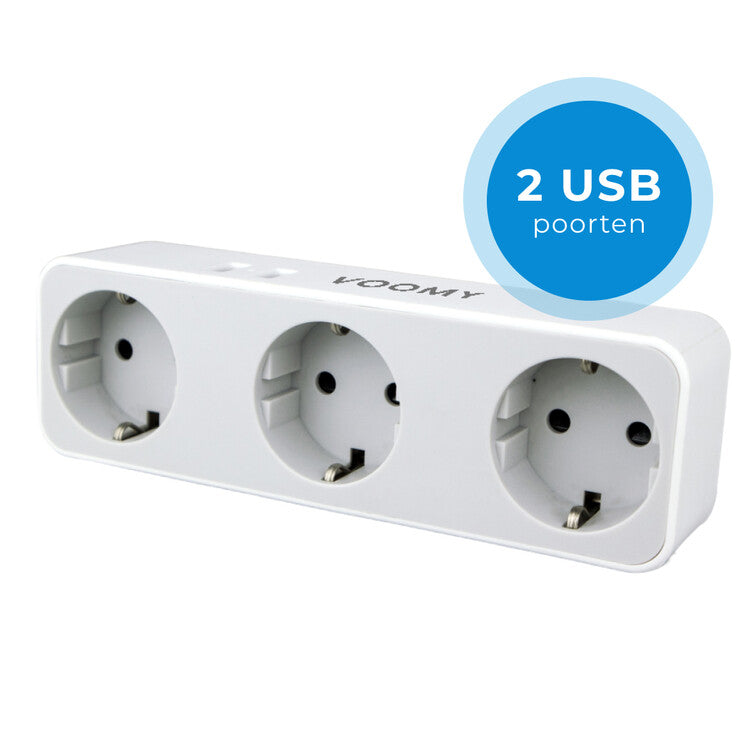 Voomy Verdeelstekker 2 USB-A & 3 EU