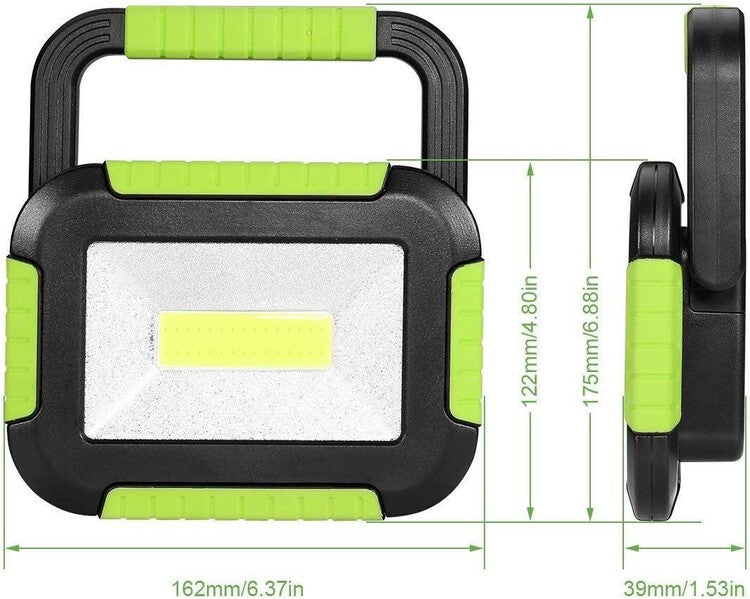 LED battery spotlight, camping lamp, portable, 10 W, rechargeable, dimmable, emergency lamp